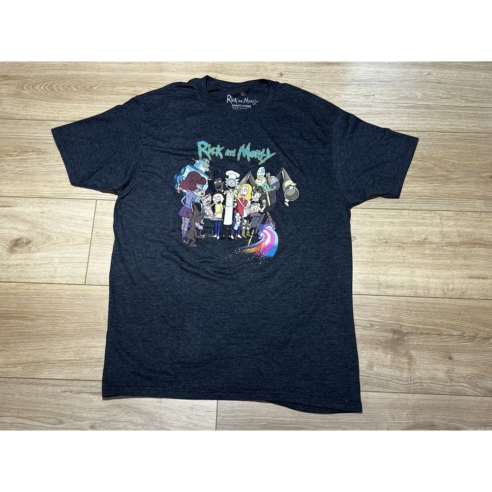 Rick‎ and Morty Graphic T-Shirt Adult Large Adult Swim Cartoon Tee Heather Gray